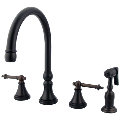 Elements of Design ES2795TLBS Widespread Kitchen Faucet with Brass Sprayer, Oil Rubbed Bronze