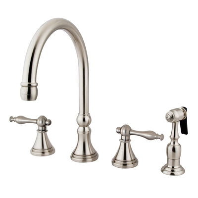 Elements of Design ES2798NLBS Widespread Kitchen Faucet with Brass Sprayer, Brushed Nickel