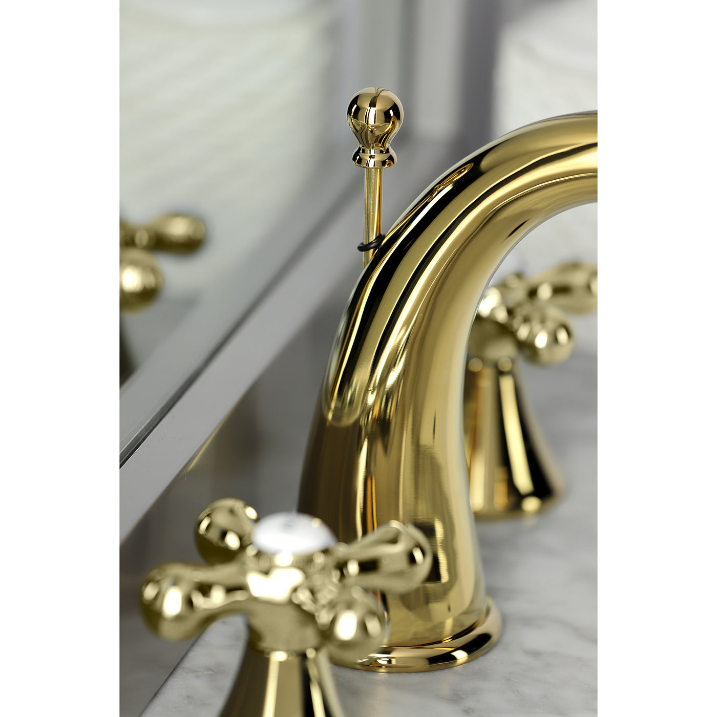 Elements of Design ES2972AX Widespread Bathroom Faucet with Brass Pop-Up, Polished Brass