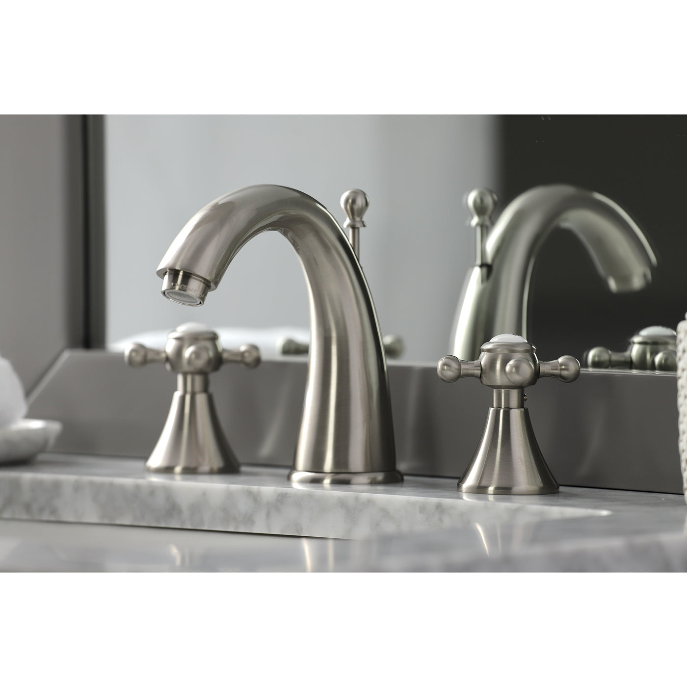 Elements of Design ES2978BX Widespread Bathroom Faucet with Brass Pop-Up, Brushed Nickel