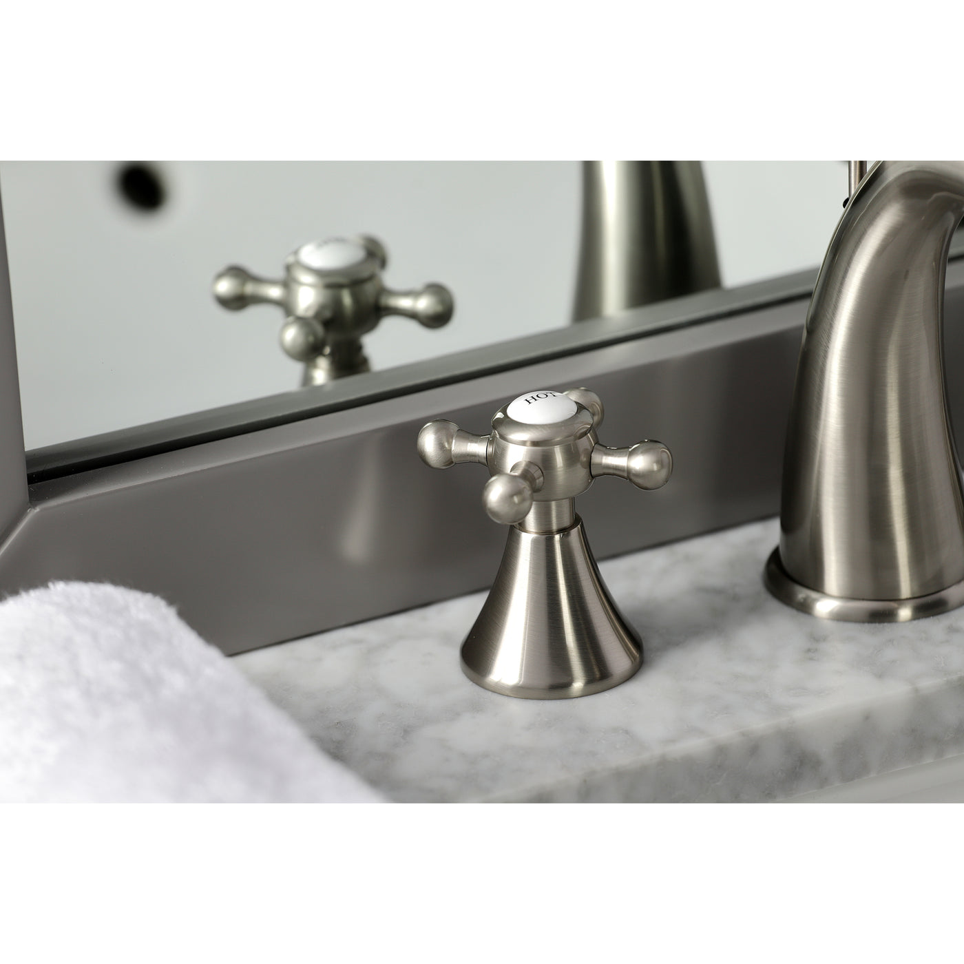 Elements of Design ES2978BX Widespread Bathroom Faucet with Brass Pop-Up, Brushed Nickel