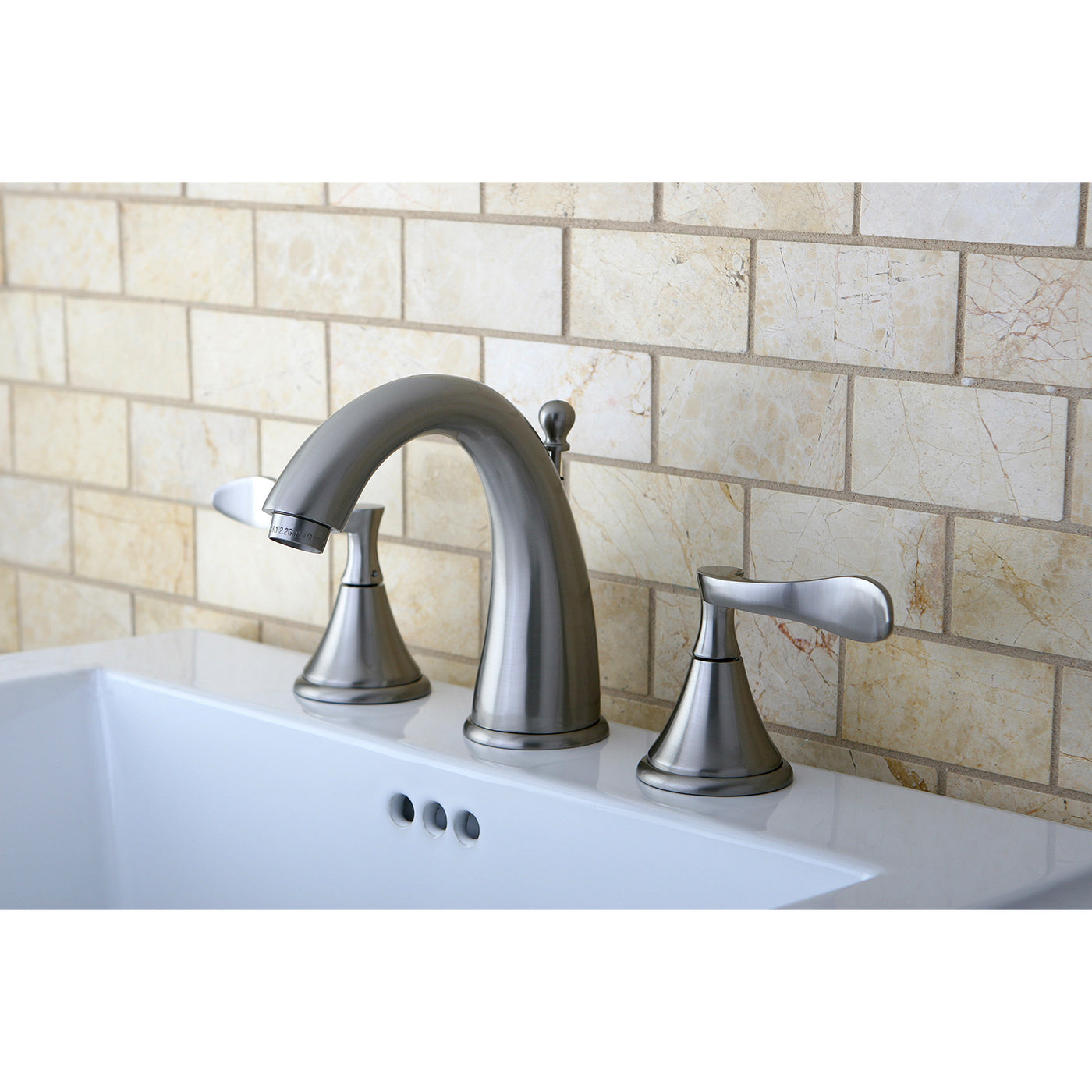 Elements of Design ES2978CFL Widespread Bathroom Faucet with Brass Pop-Up, Brushed Nickel