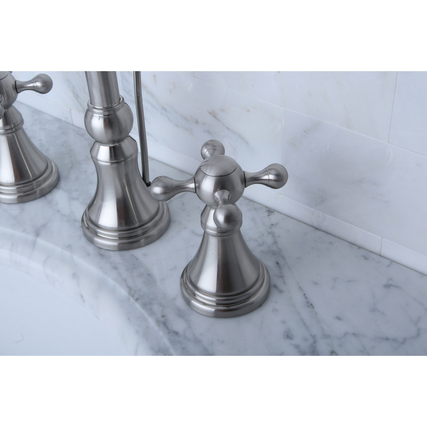 Elements of Design ES2988KX Widespread Bathroom Faucet with Brass Pop-Up, Brushed Nickel