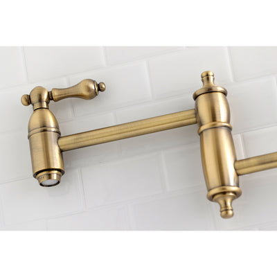 Elements of Design ES3103AL Wall Mount Pot Filler Kitchen Faucet, Antique Brass