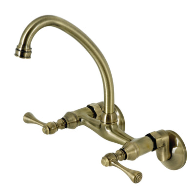 Elements of Design ES3143L Adjustable Center Wall Mount Kitchen Faucet, Antique Brass