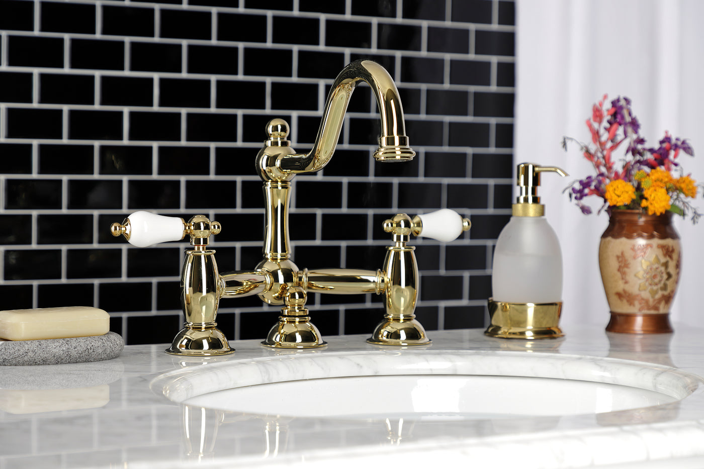 Elements of Design ES3912PL Bridge Bathroom Faucet, Polished Brass