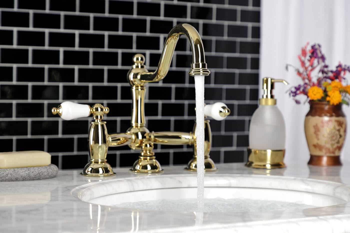 Elements of Design ES3912PL Bridge Bathroom Faucet, Polished Brass