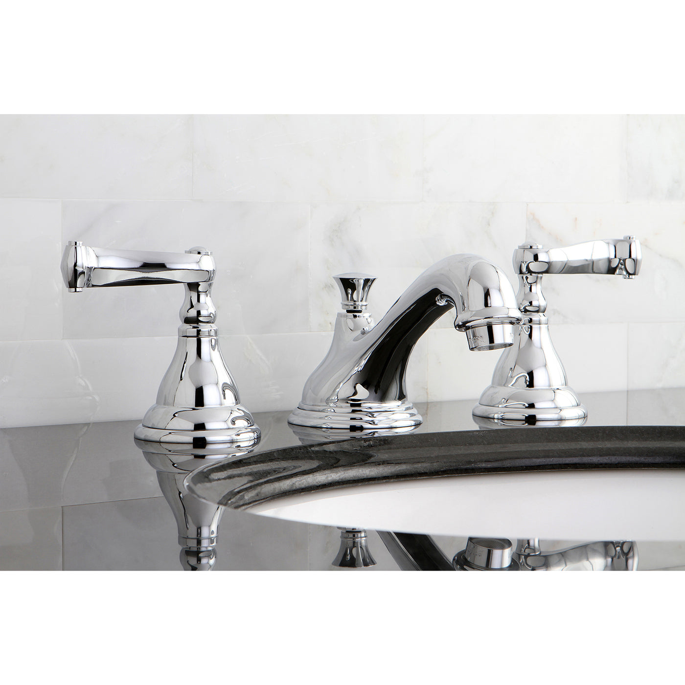 Elements of Design ES5561FL Widespread Bathroom Faucet with Brass Pop-Up, Polished Chrome