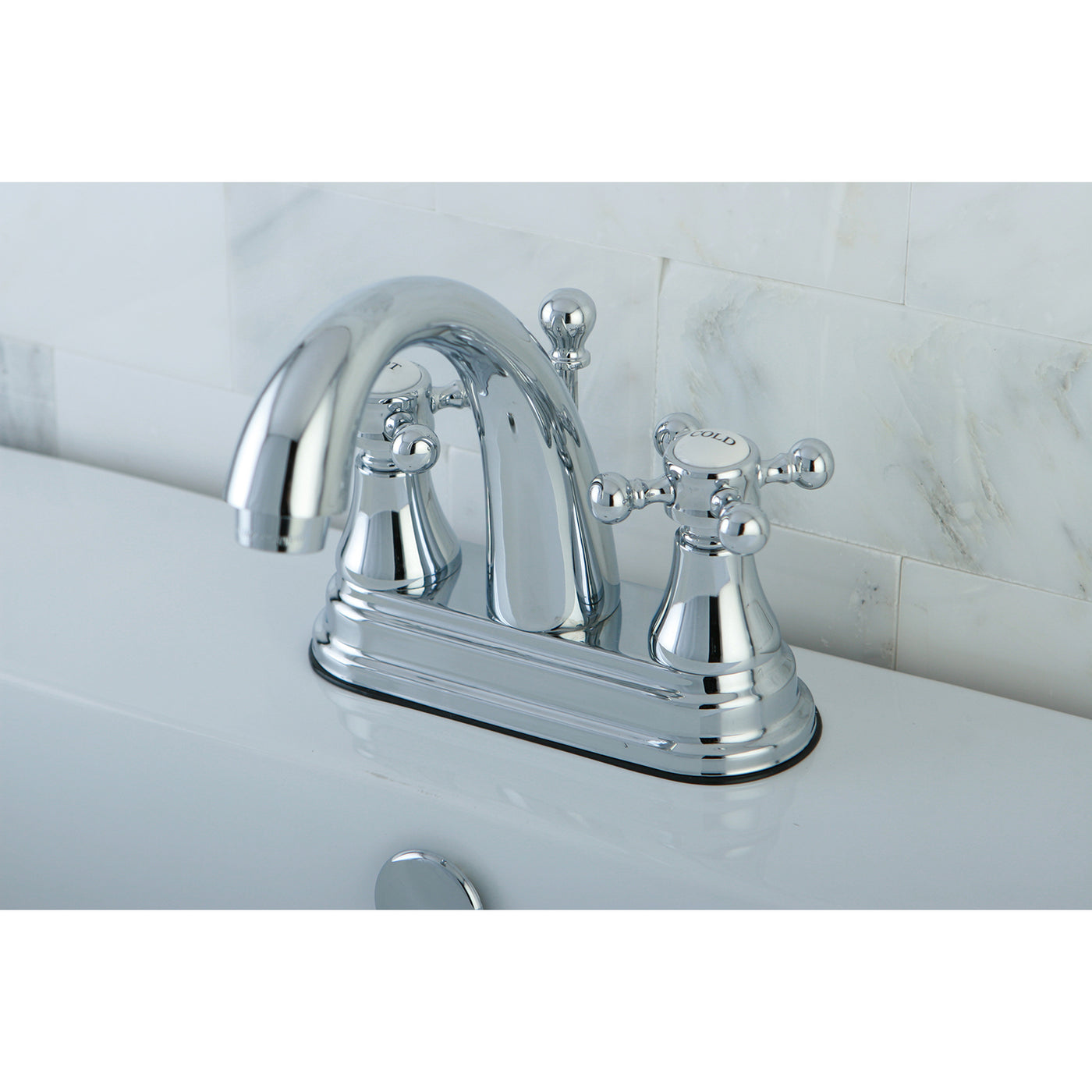 Elements of Design ES7611BX 4-Inch Centerset Bathroom Faucet with Brass Pop-Up, Polished Chrome