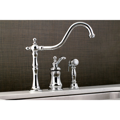 Elements of Design ES7801TPLBS Single-Handle Widespread Kitchen Faucet with Brass Sprayer, Polished Chrome