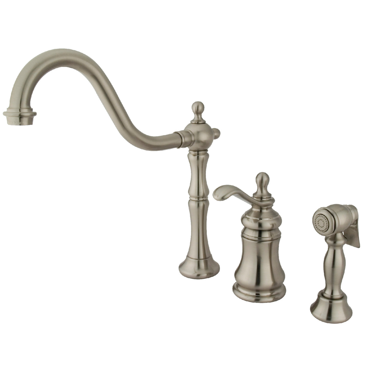 Elements of Design ES7808TPLBS Single-Handle Widespread Kitchen Faucet with Brass Sprayer, Brushed Nickel