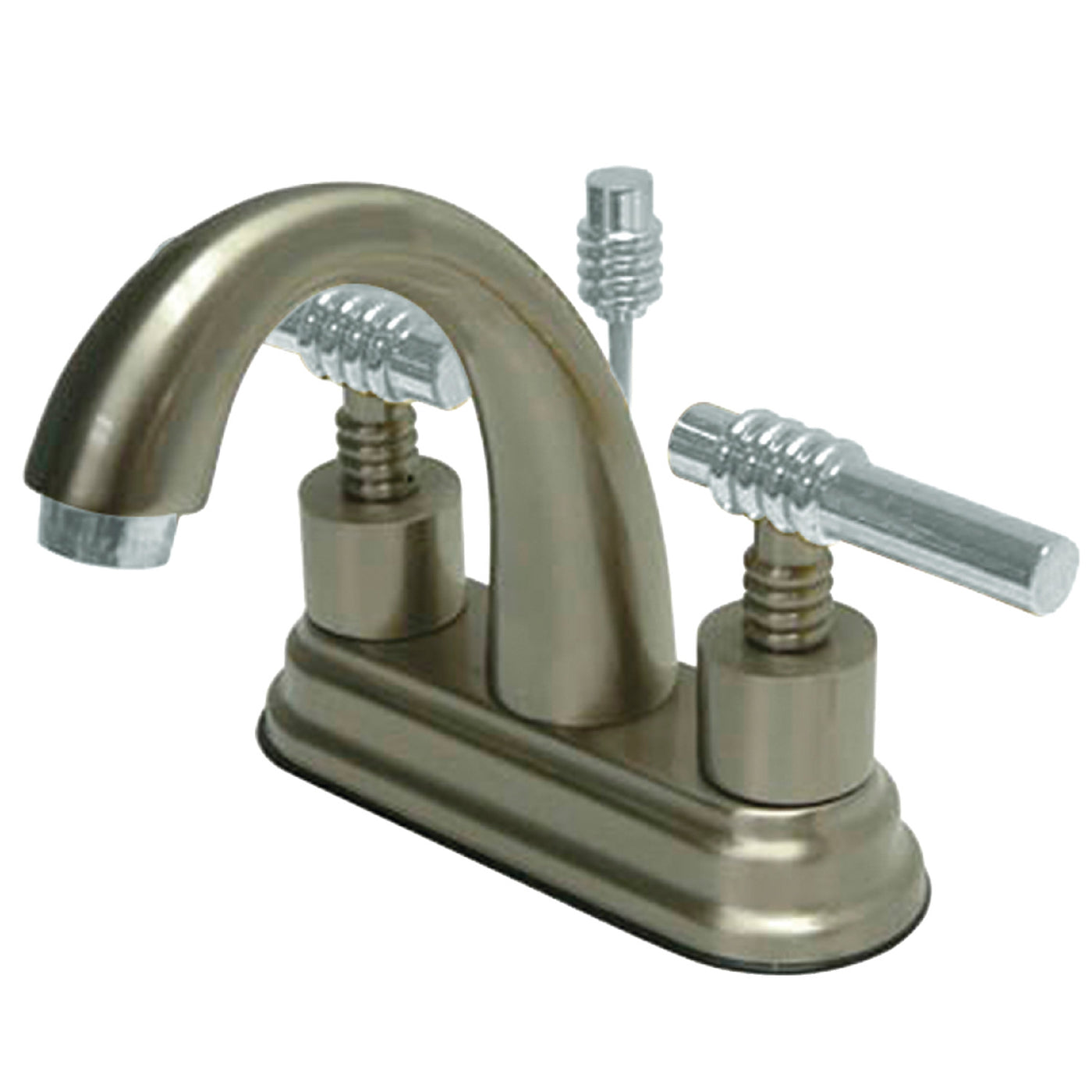 Elements of Design ES8617ML 4-Inch Centerset Bathroom Faucet with Brass Pop-Up, Brushed Nickel/Polished Chrome