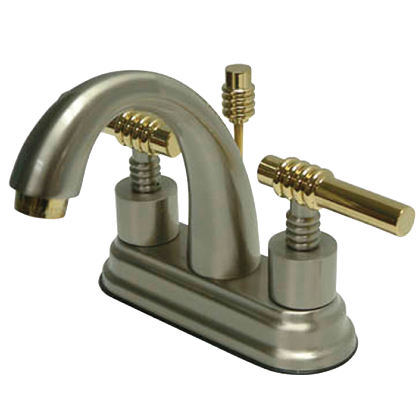 Elements of Design ES8619ML 4-Inch Centerset Bathroom Faucet with Brass Pop-Up, Brushed Nickel/Polished Brass