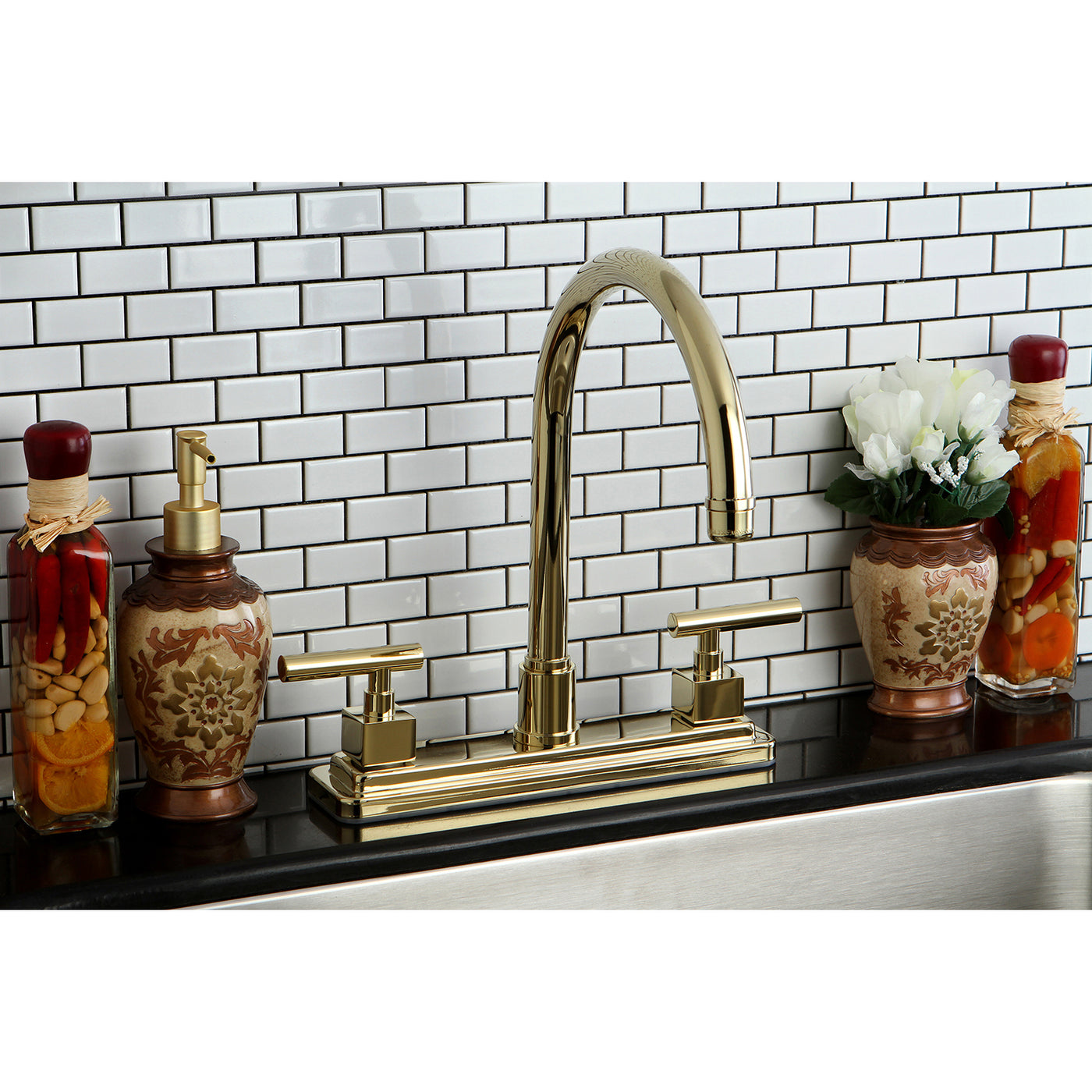 Elements of Design ES8792CQLLS Centerset Kitchen Faucet, Polished Brass