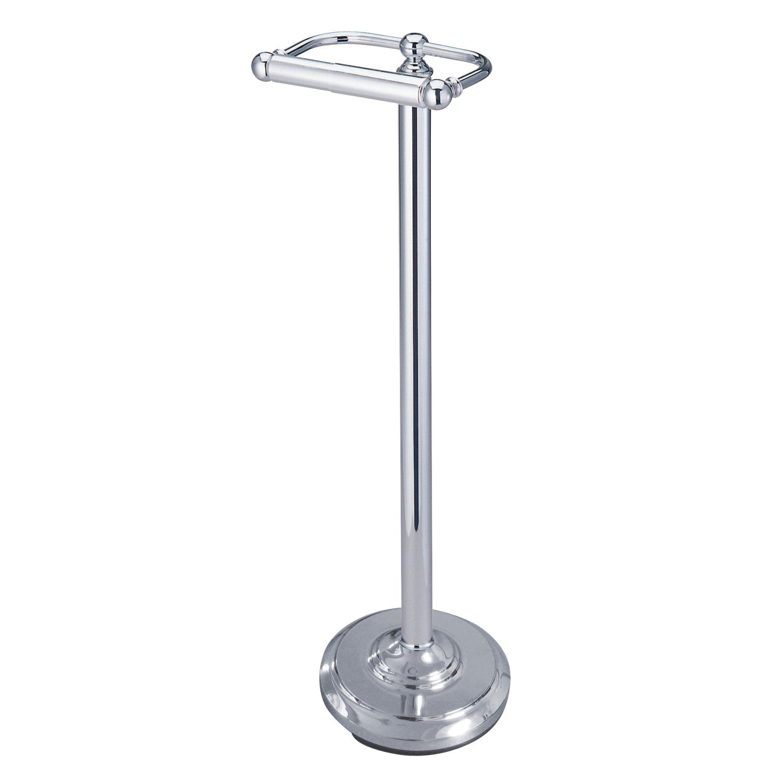 mDesign Steel Free Standing Toilet Paper Holder Stand and Dispenser - Chrome