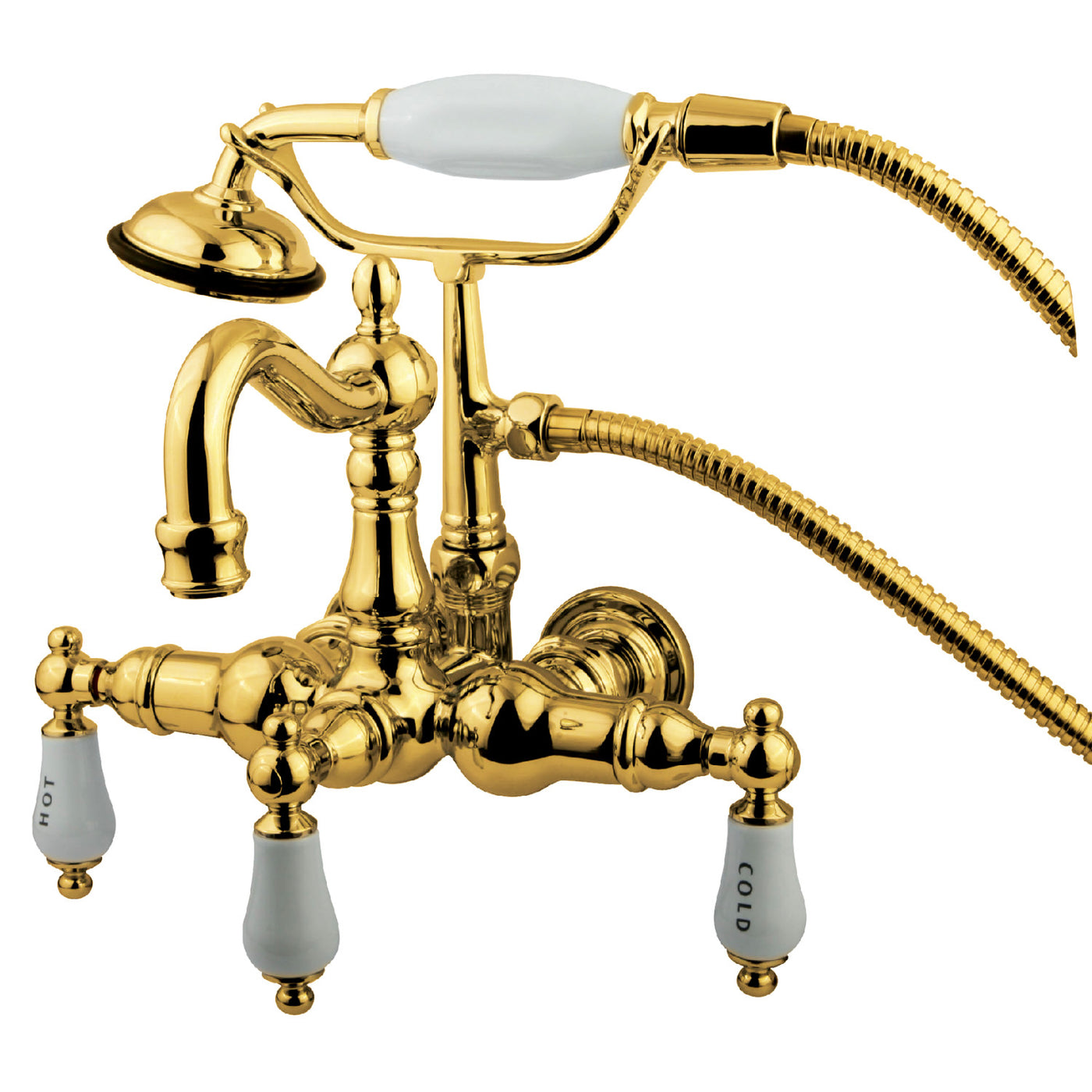 Elements of Design DT10072CL 3-3/8-Inch Wall Mount Tub Faucet, Polished Brass