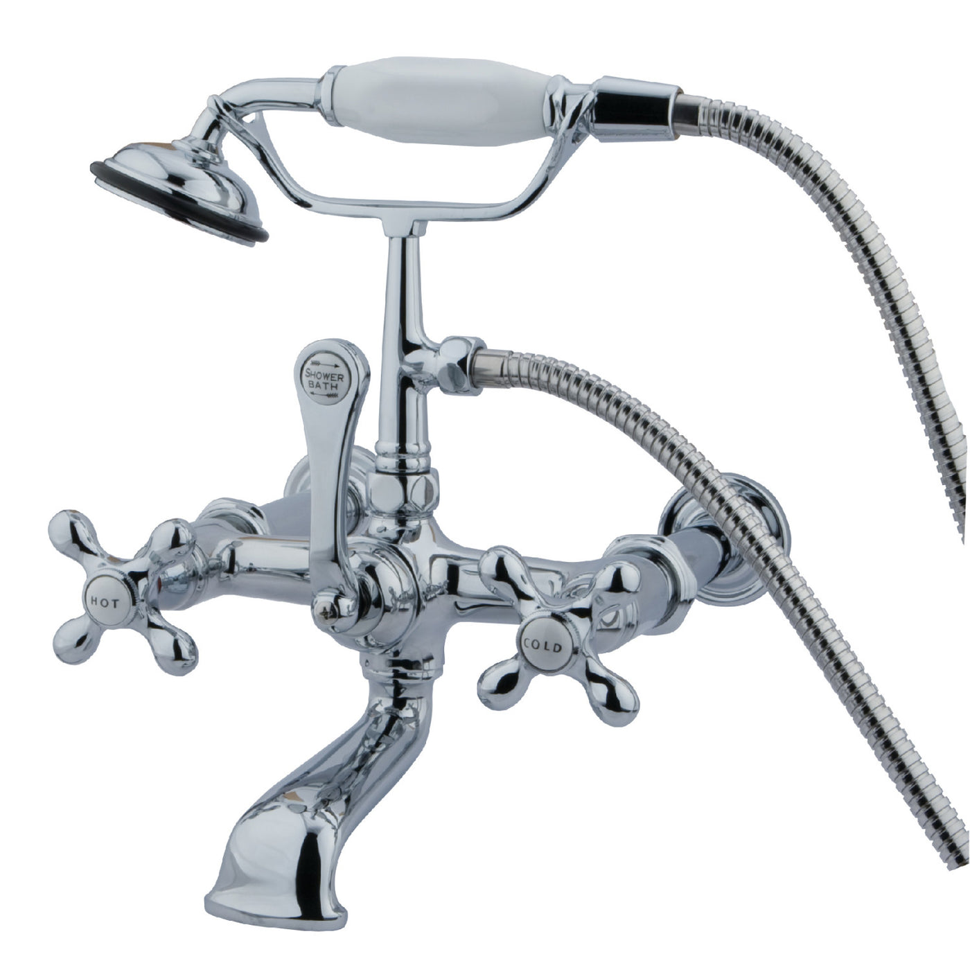 Elements of Design DT5421AX 7-Inch Wall Mount Tub Faucet with Hand Shower, Polished Chrome