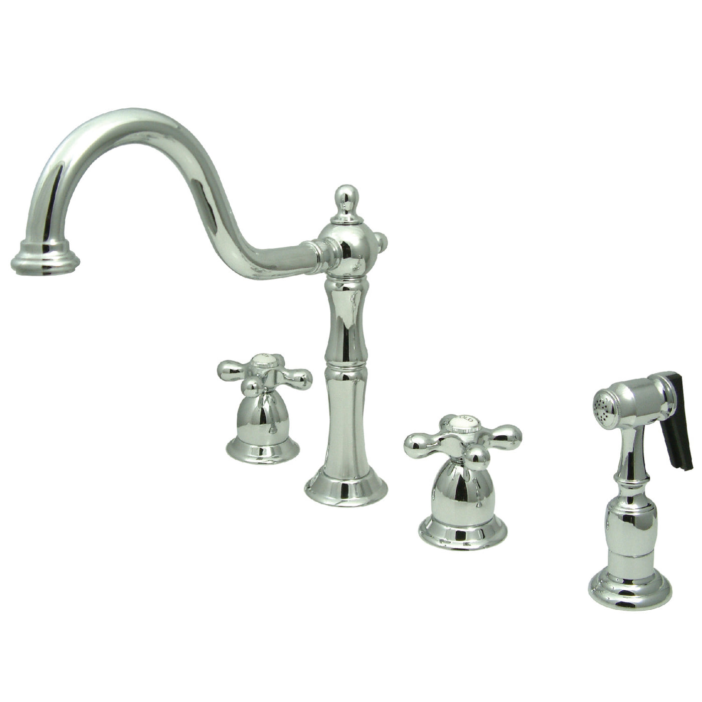 Elements of Design EB1791AXBS Widespread Kitchen Faucet with Brass Sprayer, Polished Chrome