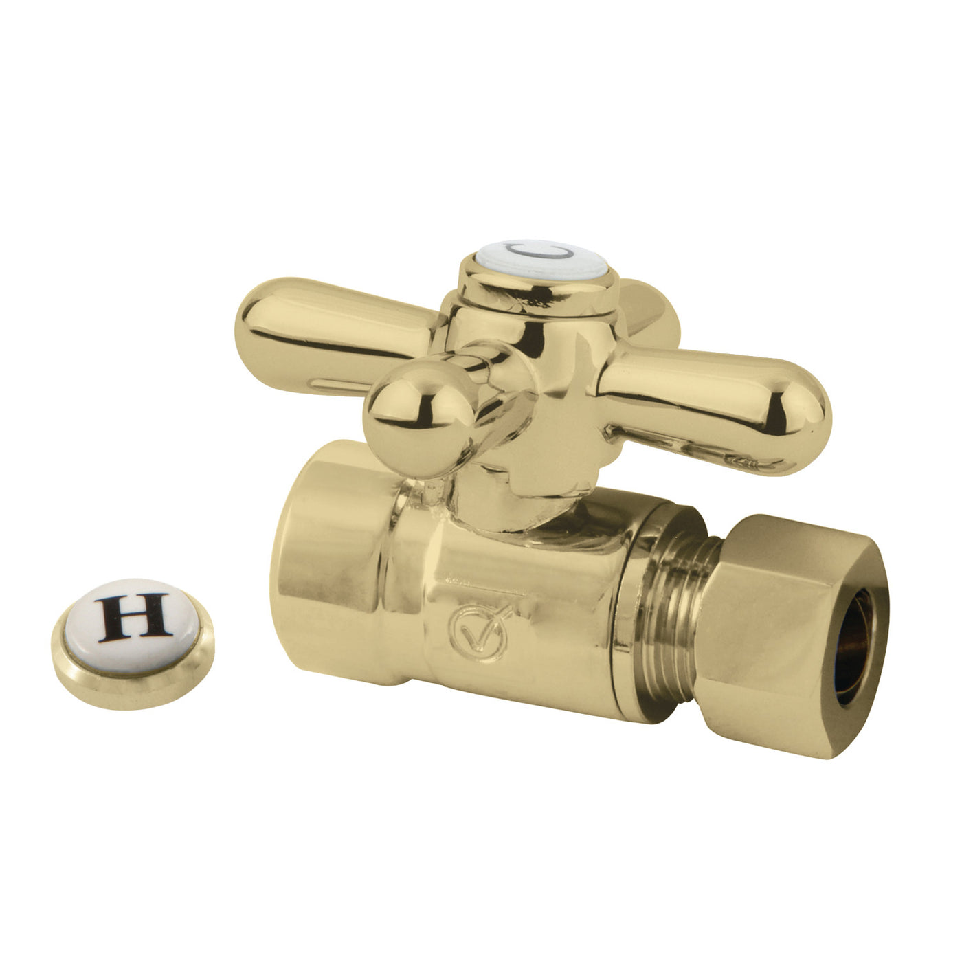 Elements of Design ECC43252X 1/2-Inch Sweat x 3/8-Inch O.D. Comp Straight Shut Off Valve, Polished Brass